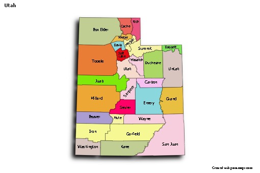 Sample Maps for Utah (colored,shadowy)