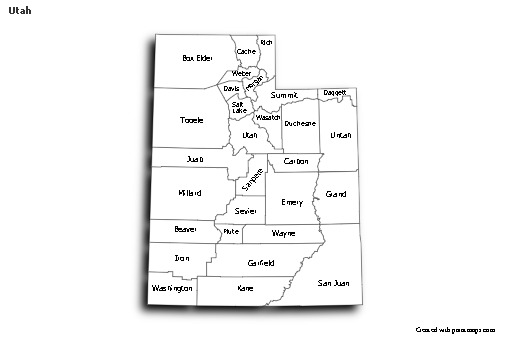 Sample Maps for Utah (black-white,shadowy)