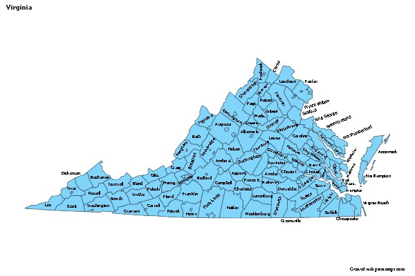 Contoh Peta untuk Virginia (biru)