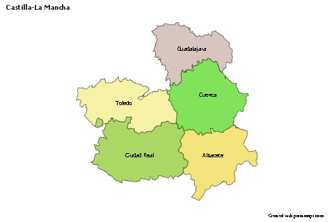 Contoh Peta untuk Castilla-La Mancha (berwarna)