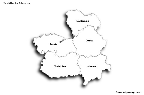 Contoh Peta untuk Castilla-La Mancha (hitam-putih)