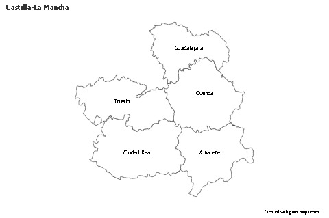 Contoh Peta untuk Castilla-La Mancha (biru,bayangan)