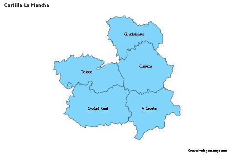 Contoh Peta untuk Castilla-La Mancha (biru)