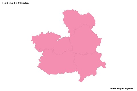 Contoh Peta untuk Castilla-La Mancha (merah jambu,garis besar)