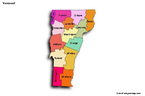 Sample Maps for Vermont (colored,shadowy)
