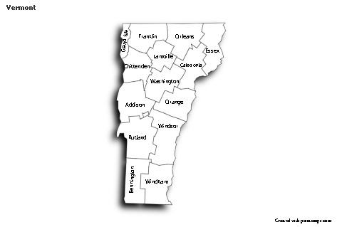 Sample Maps for Vermont (black-white,shadowy)