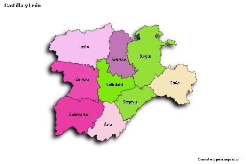 Sample Maps for Castilla y León (colored,shadowy)