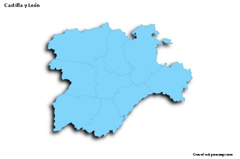 Sample Maps for Castilla y León (blue,outline,shadowy)