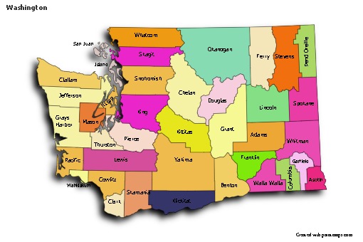 Sample Maps for Washington (colored,shadowy)