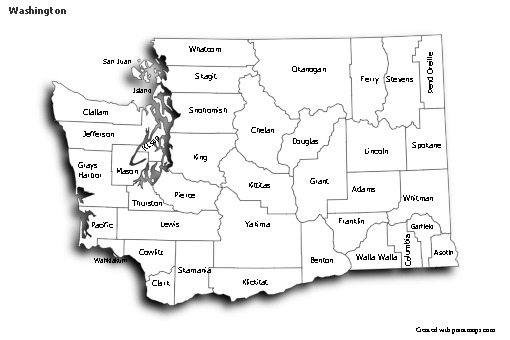 Sample Maps for Washington (black-white,shadowy)