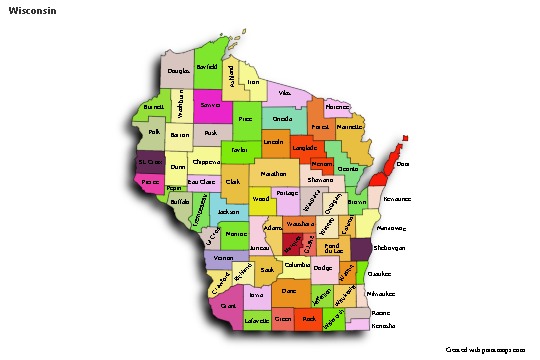 Sample Maps for Wisconsin (black-white,shadowy)