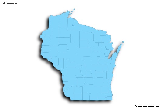 Sample Maps for Wisconsin (blue,outline,shadowy)