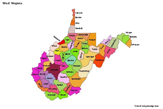 Sample Maps for West Virginia (colored)