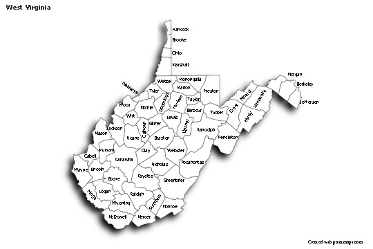 Sample Maps for West Virginia (black-white,shadowy)