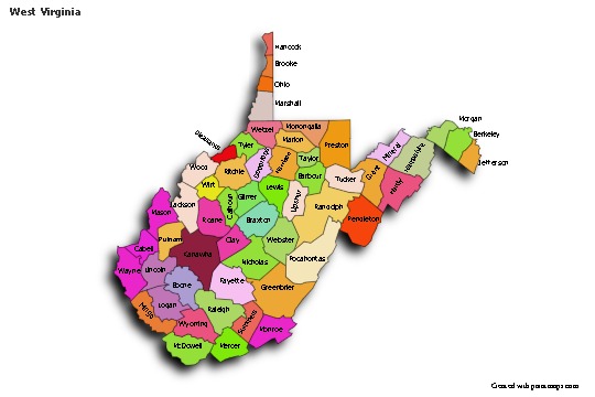 Sample Maps for West Virginia (pink,outline)