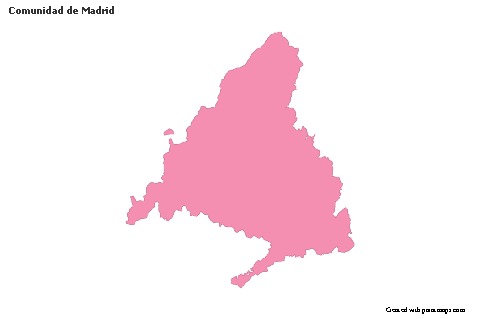 Contoh Peta untuk Comunidad de Madrid (merah jambu,garis besar)