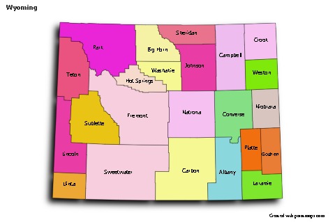 Sample Maps for Wyoming (colored,shadowy)