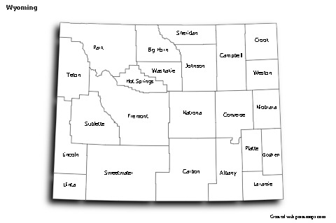Sample Maps for Wyoming (black-white,shadowy)