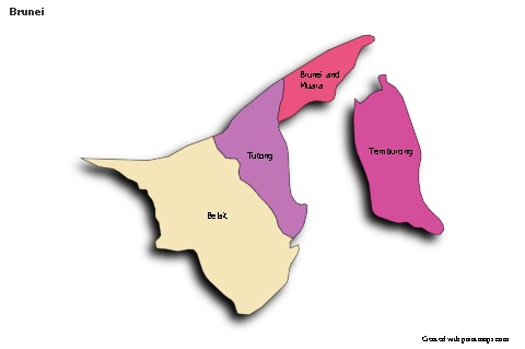 Brunei için Örnek Haritalar (renkli,gölgeli)