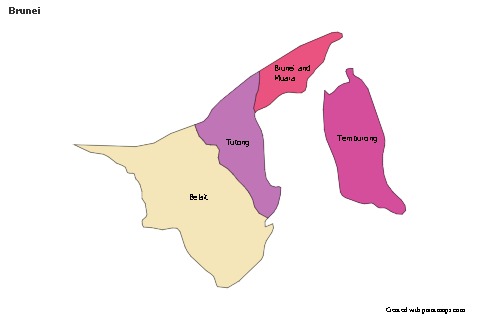 Brunei için Örnek Haritalar (renkli)