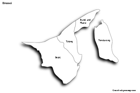 Brunei için Örnek Haritalar (siyah-beyaz,gölgeli)