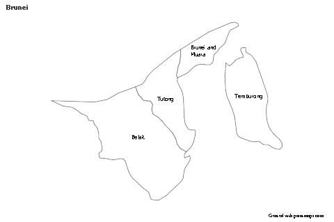 Brunei için Örnek Haritalar (siyah-beyaz)