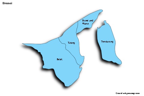 Brunei için Örnek Haritalar (mavi,gölgeli)