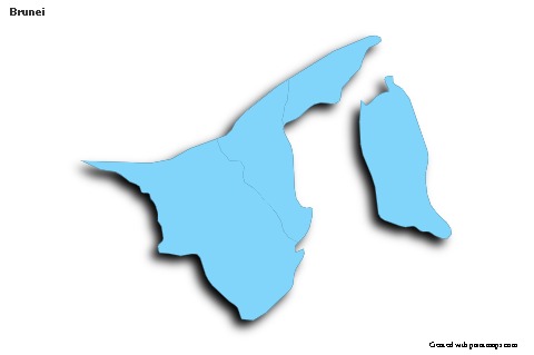 Brunei için Örnek Haritalar (mavi,anahat,gölgeli)