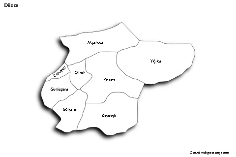 Sample Maps for Düzce (black-white,shadowy)