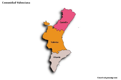 Sample Maps for Comunidad Valenciana (colored,shadowy)