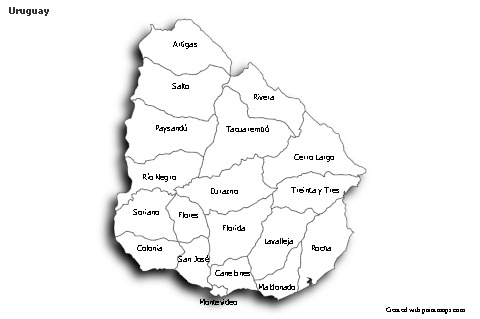Sample Maps for Uruguay (black-white,shadowy)