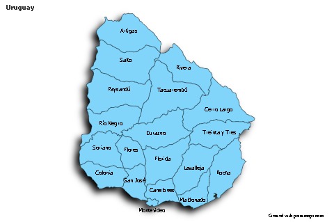 Sample Maps for Uruguay (blue,shadowy)