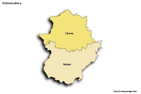 Sample Maps for Extremadura (colored,shadowy)