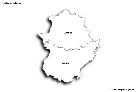 Sample Maps for Extremadura (black-white,shadowy)