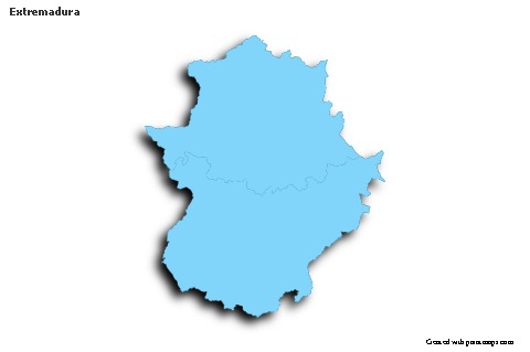 Sample Maps for Extremadura (blue,outline,shadowy)