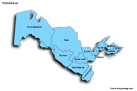 Sample Maps for Uzbekistan (blue,shadowy)