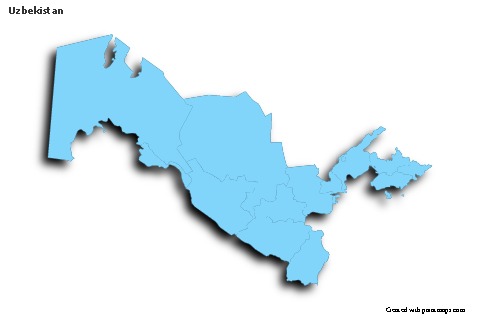 Sample Maps for Uzbekistan (blue,outline,shadowy)