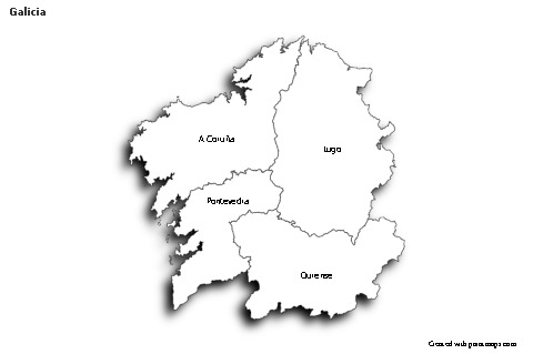 Contoh Peta untuk Galicia (hitam-putih,bayangan)