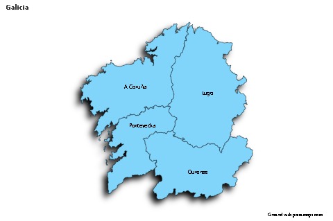 Contoh Peta untuk Galicia (biru,bayangan)