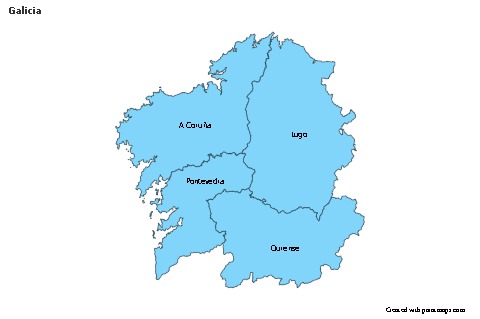 Contoh Peta untuk Galicia (biru)