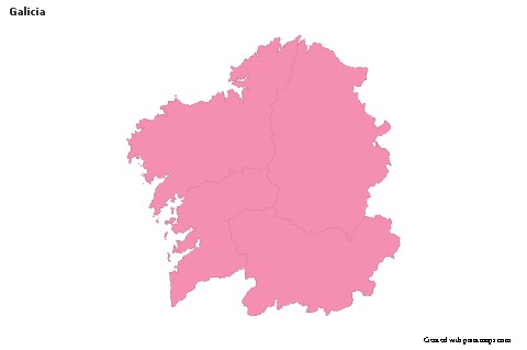 Contoh Peta untuk Galicia (merah jambu,garis besar)