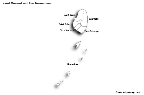 Sample Maps for Saint Vincent and the Grenadines (black-white,shadowy)