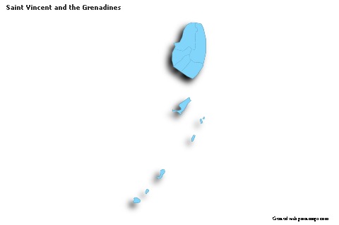 Sample Maps for Saint Vincent and the Grenadines (blue,outline,shadowy)