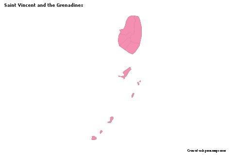 Sample Maps for Saint Vincent and the Grenadines (pink,outline)