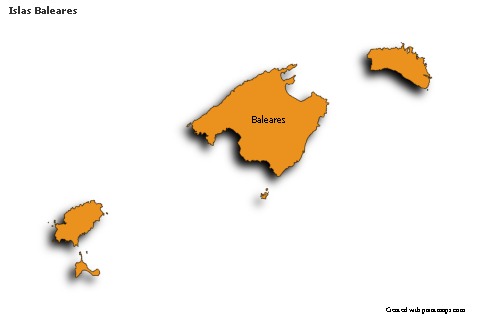 Mapas de muestra para Islas Baleares (coloreado,sombrío)