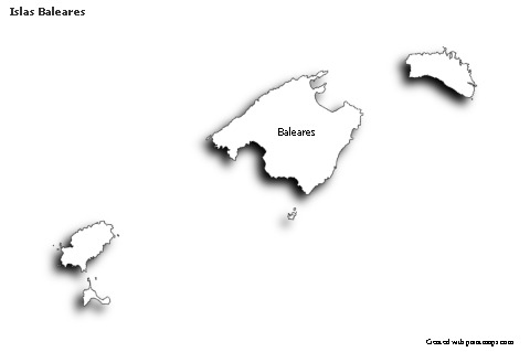 Mapas de muestra para Islas Baleares (blanco-negro,sombrío)