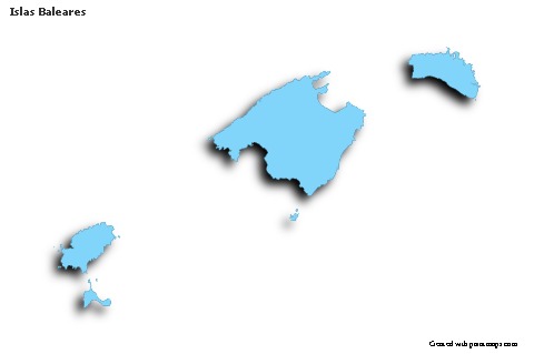 Mapas de muestra para Islas Baleares (azul,contorno,sombrío)