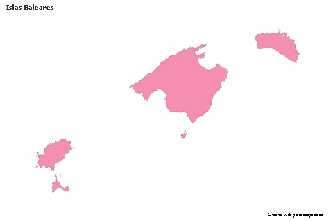 Mapas de muestra para Islas Baleares (rosa,contorno)