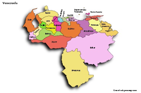 Sample Maps for Venezuela (colored,shadowy)