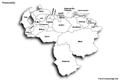 Sample Maps for Venezuela (black-white,shadowy)